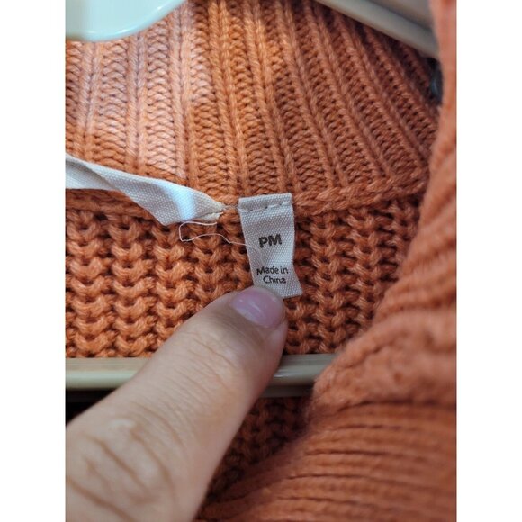 Soft Surroundings Sweater Womens Petite Medium Orange Ribbed Tunic Button Neck - Picture 5 of 9
